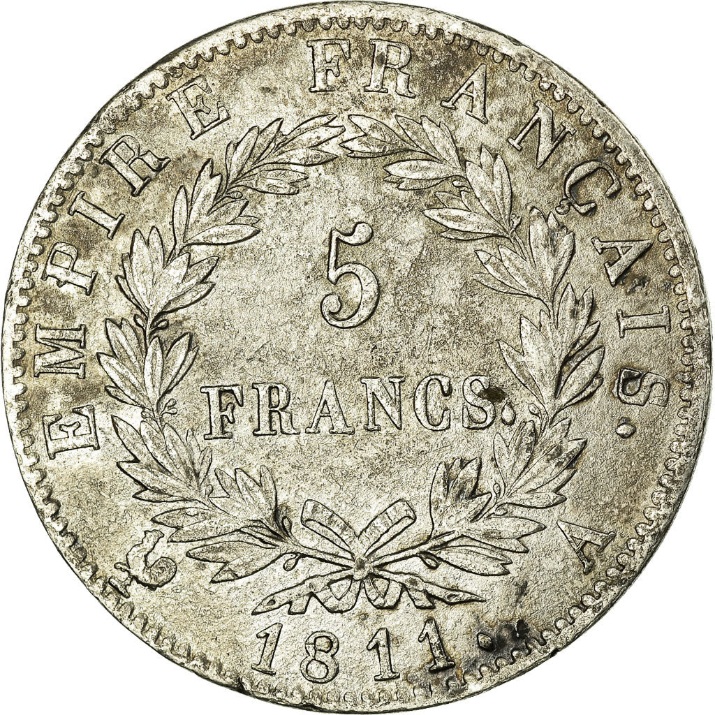 Moeda, França, Napoléon I, 5 Francs, 1811, Paris, VF(20-25), Prata, KM:694.1