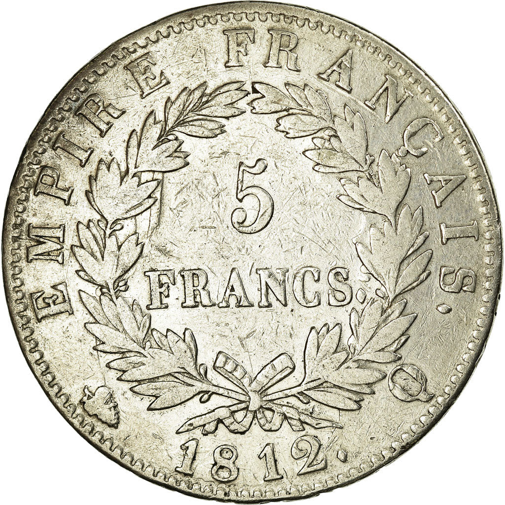 Moneta, Francia, Napoléon I, 5 Francs, 1812, Perpignan, MB, Argento, KM:694.12