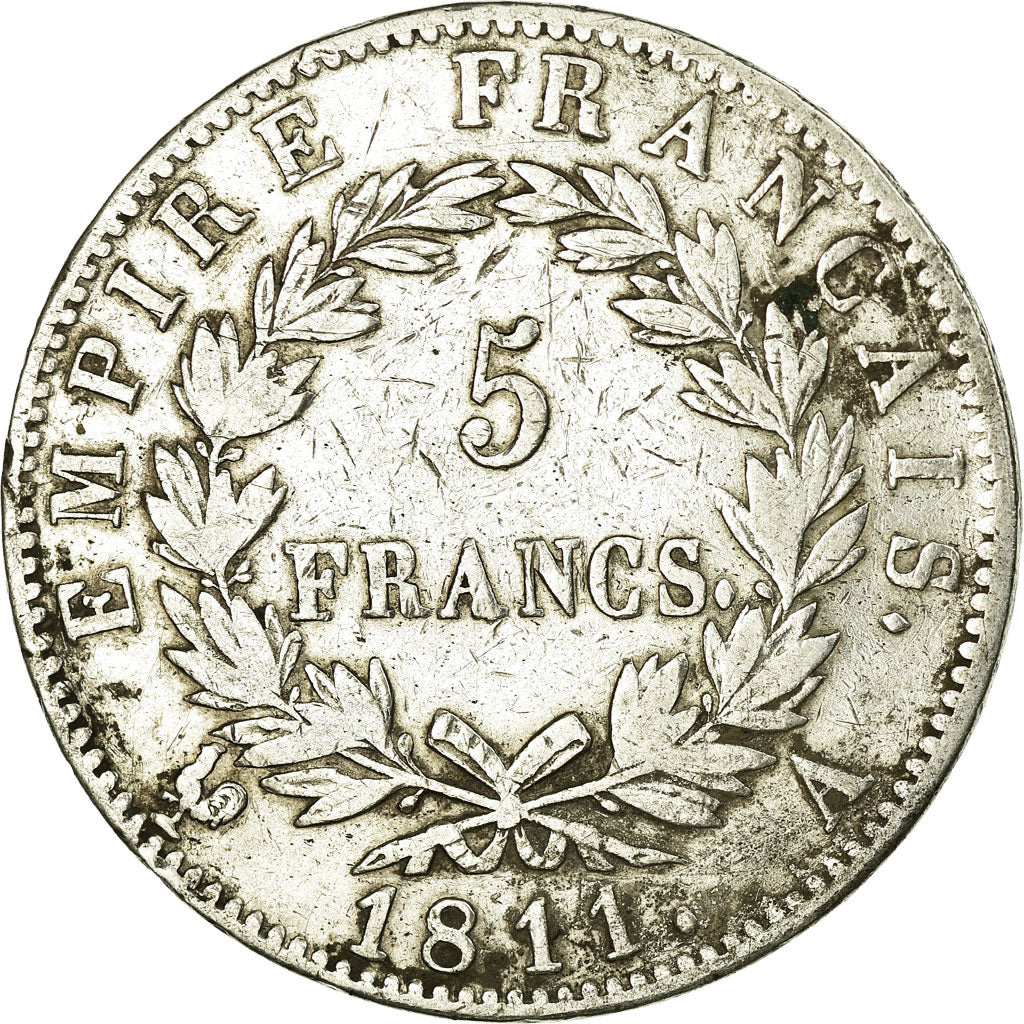 Coin, France, Napoléon I, 5 Francs, 1811, Paris, VF(30-35), Silver, KM:694.1