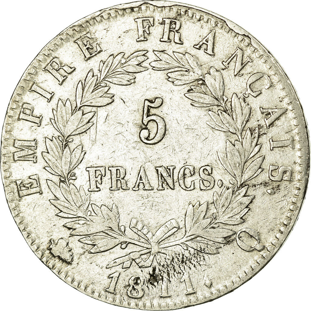 Monnaie, France, Napoléon I, 5 Francs, 1811, Perpignan, TB+, Argent