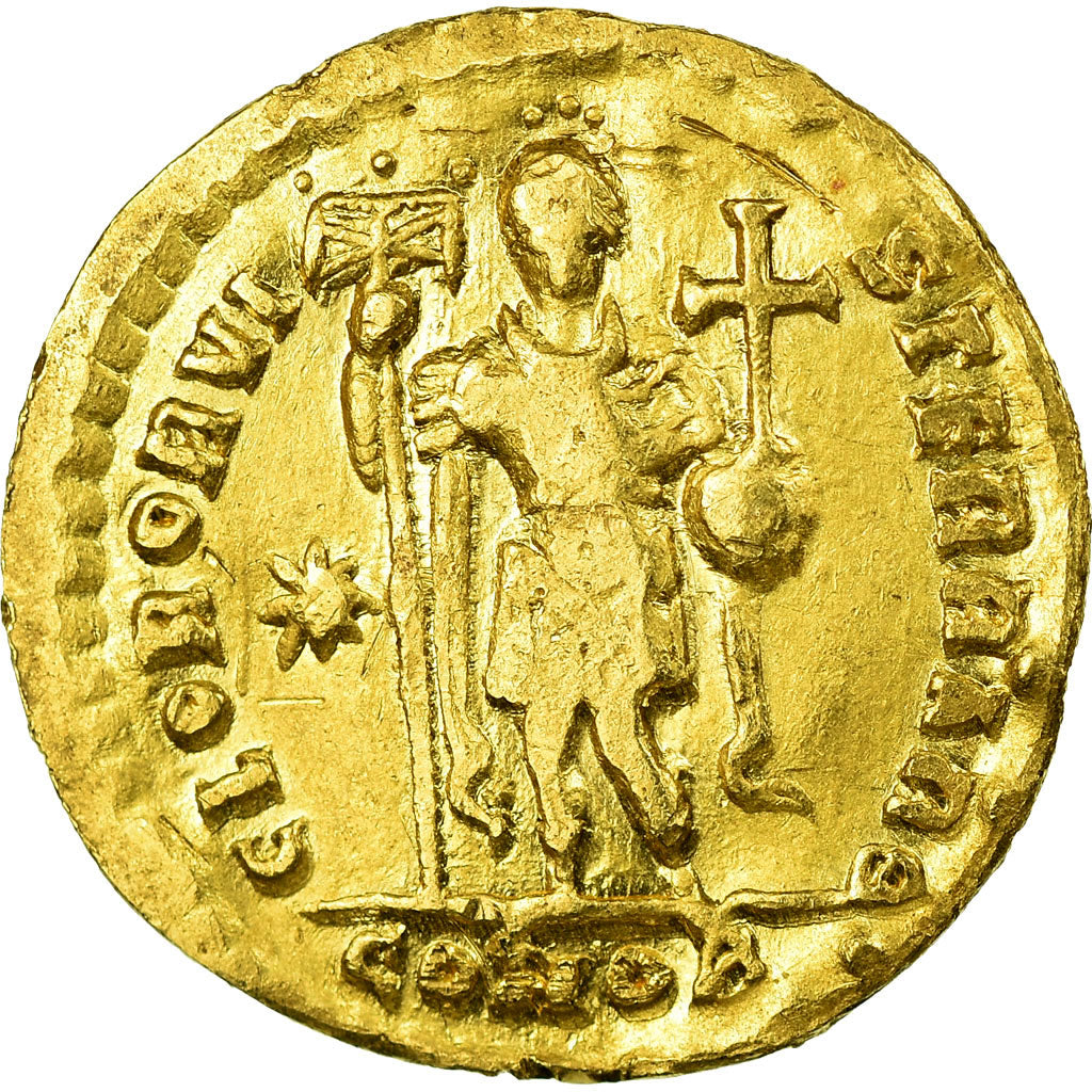 Coin, Theodosius II, Solidus, Constantinople, VF(20-25), Gold, RIC:232.2