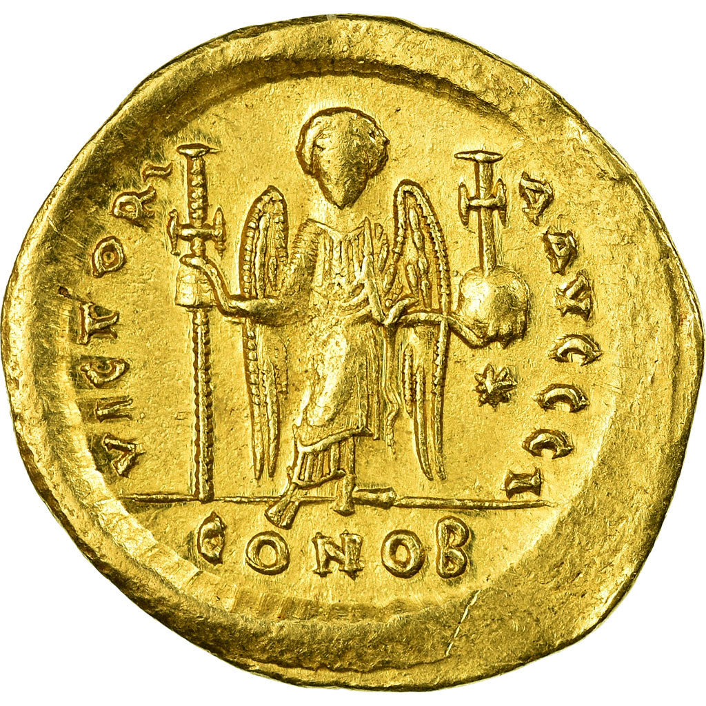 Justinian I 527-565, Solidus, Constantinople, EF(40-45), Gold, Sear 137