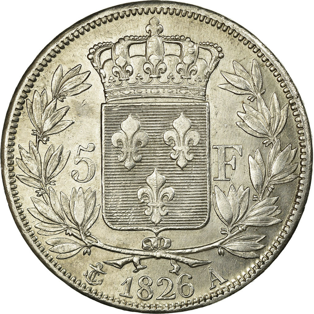 Moneta, Francia, Charles X, 5 Francs, 1826, Paris, BB+, Argento, Gadoury:643