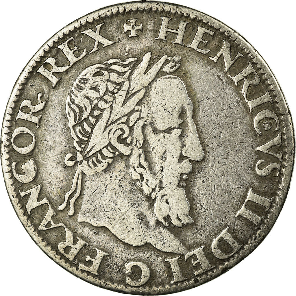 Coin, France, Henri II, Teston, Paris, Rare, VF(30-35), Silver, Duplessy:987 a