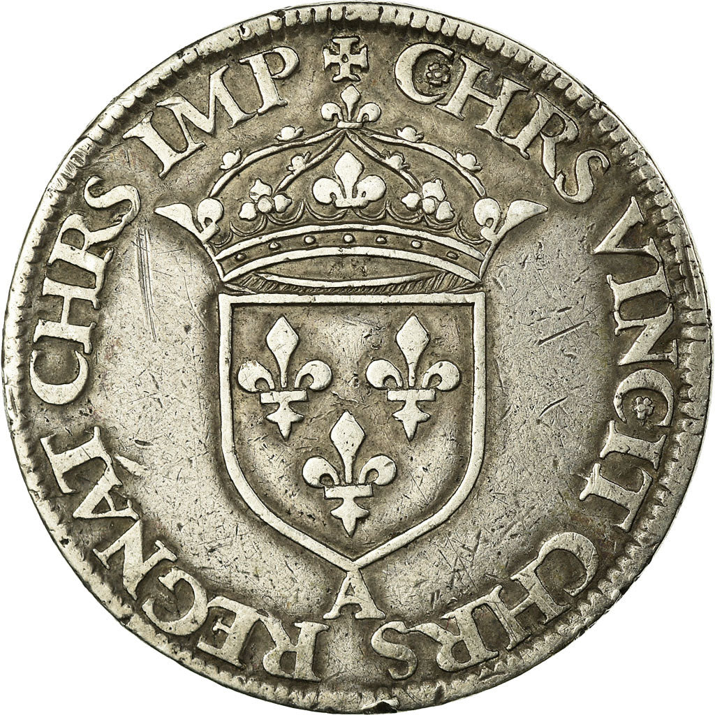 Coin, France, Henri II, Teston, Paris, Rare, VF(30-35), Silver, Duplessy:987 a