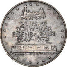 Switzerland, Medal, 125 Jahre Schweizer Eisenbahnen, Roter Pfeil, Railway, 1972
