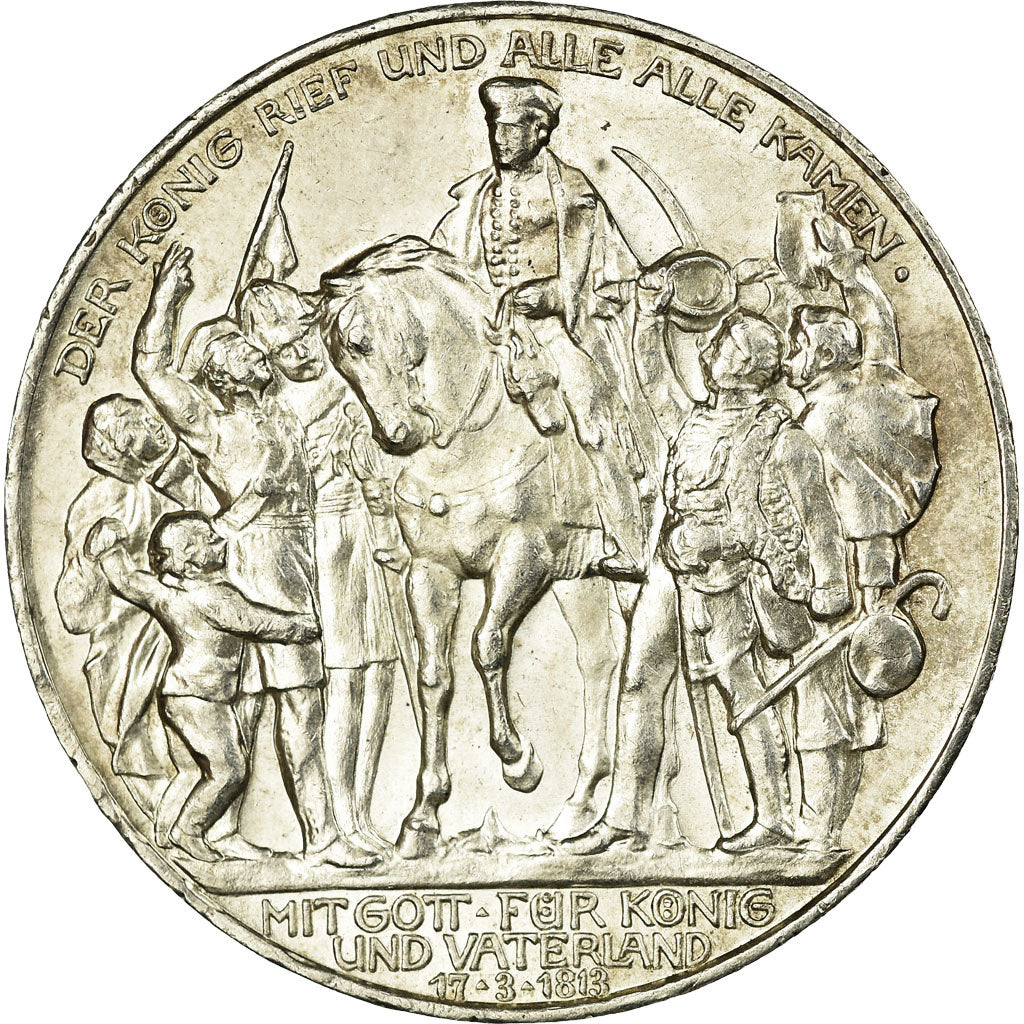 Coin, German States, PRUSSIA, Wilhelm II, 3 Mark, 1913, Berlin, AU(50-53)