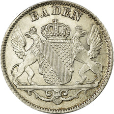Coin, German States, BADEN, Leopold I, 6 Kreuzer, 1841, MS(60-62), Silver