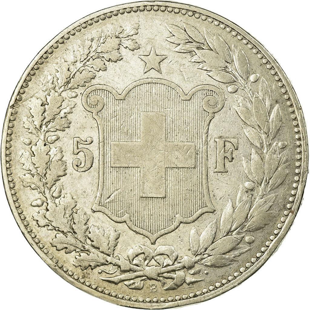 Coin, Switzerland, 5 Francs, 1889, Bern, VF(30-35), Silver, KM:34