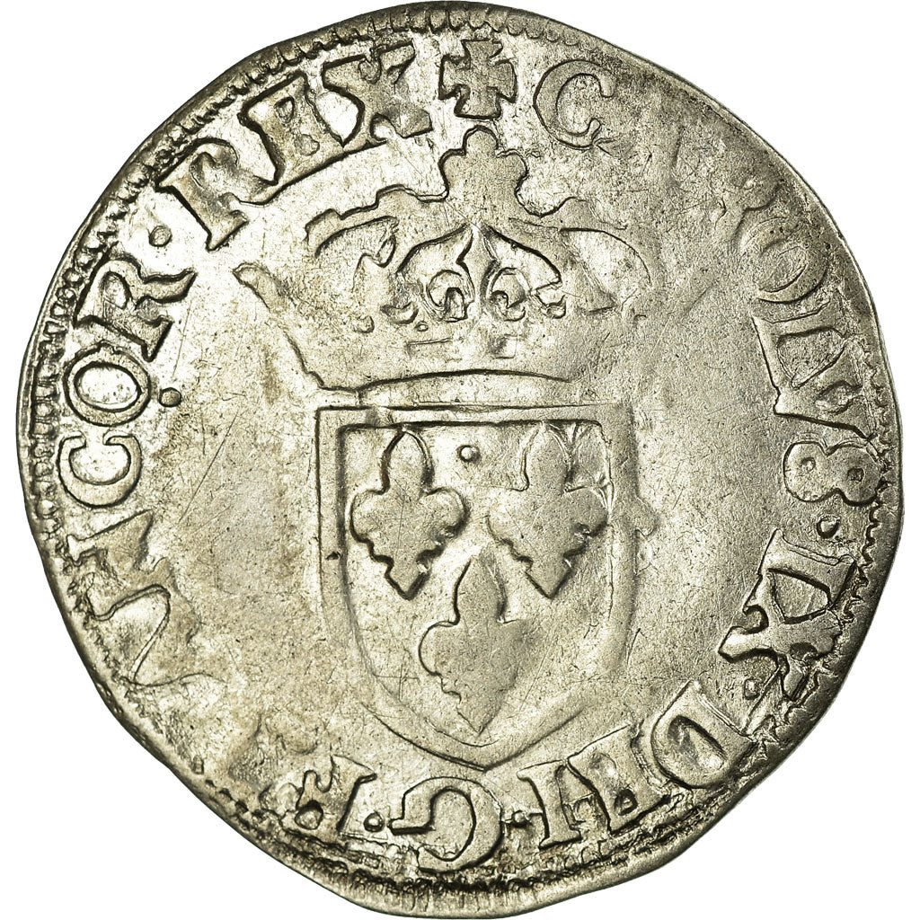 Coin, France, Charles IX, Sol Parisis, 1567, Saint Lô, EF(40-45), Silver