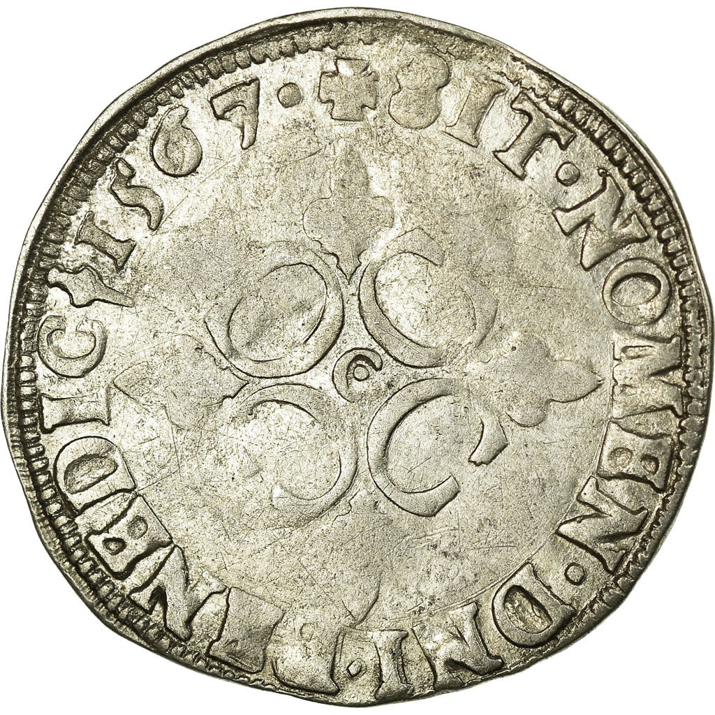 Coin, France, Charles IX, Sol Parisis, 1567, Saint Lô, EF(40-45), Silver