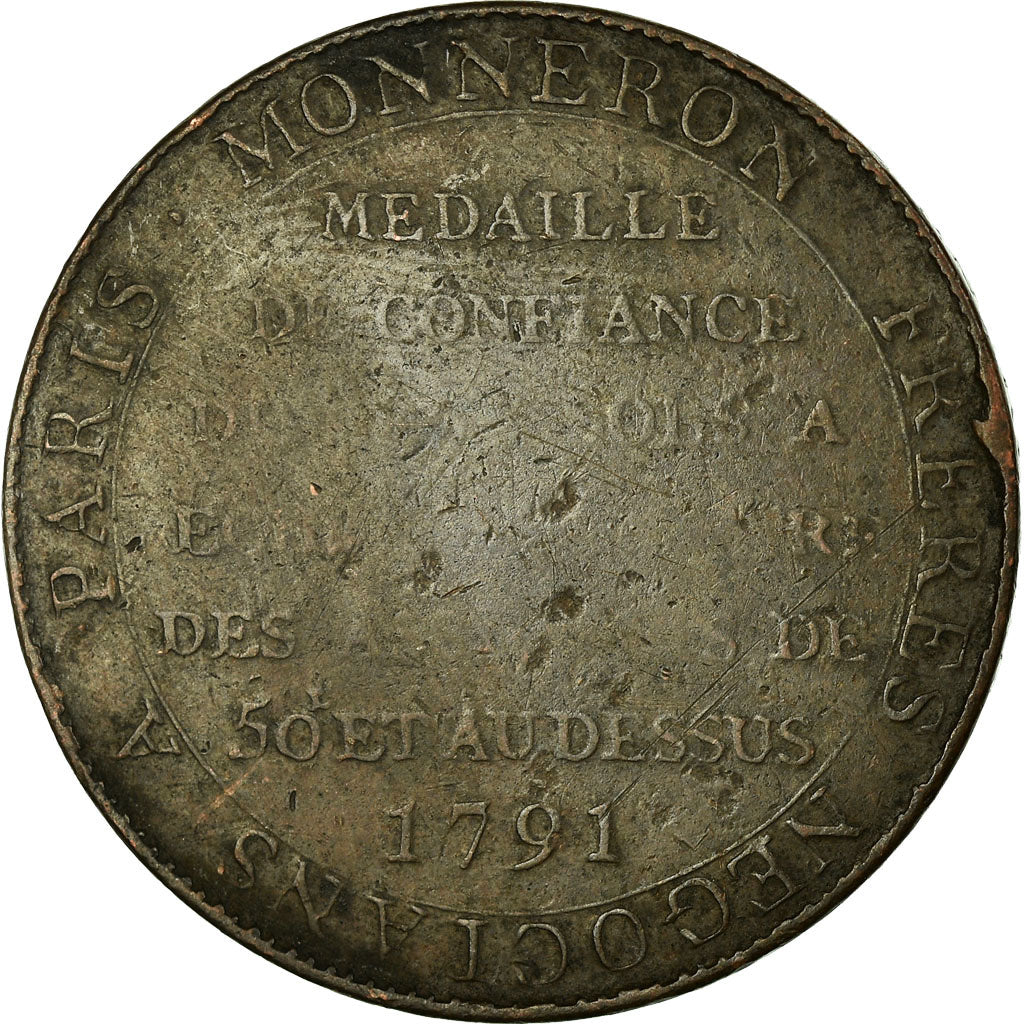 Coin, France, 2 Sols, 1791, Birmingham, Monneron, VF(20-25), Bronze, KM:Tn23