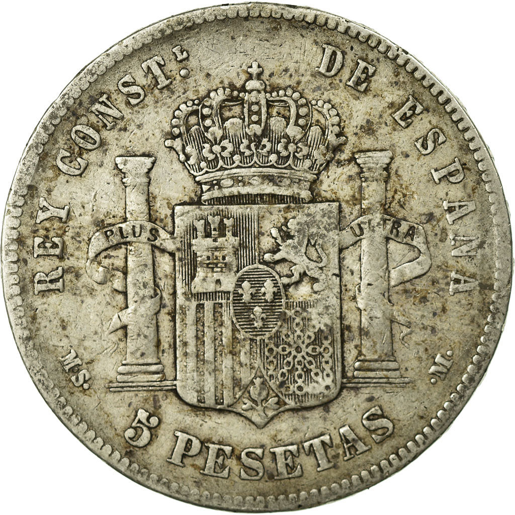 Moneda, España, Alfonso XII, 5 Pesetas, 1885, Madrid, BC+, Plata, KM:688