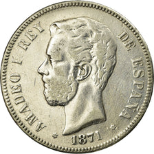 Coin, Spain, Amadeao I, 5 Pesetas, 1871, Madrid, VF(20-25), Silver, KM:666