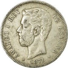 Munten, Spanje, Amadeao I, 5 Pesetas, 1871, Madrid, FR, Zilver, KM:666