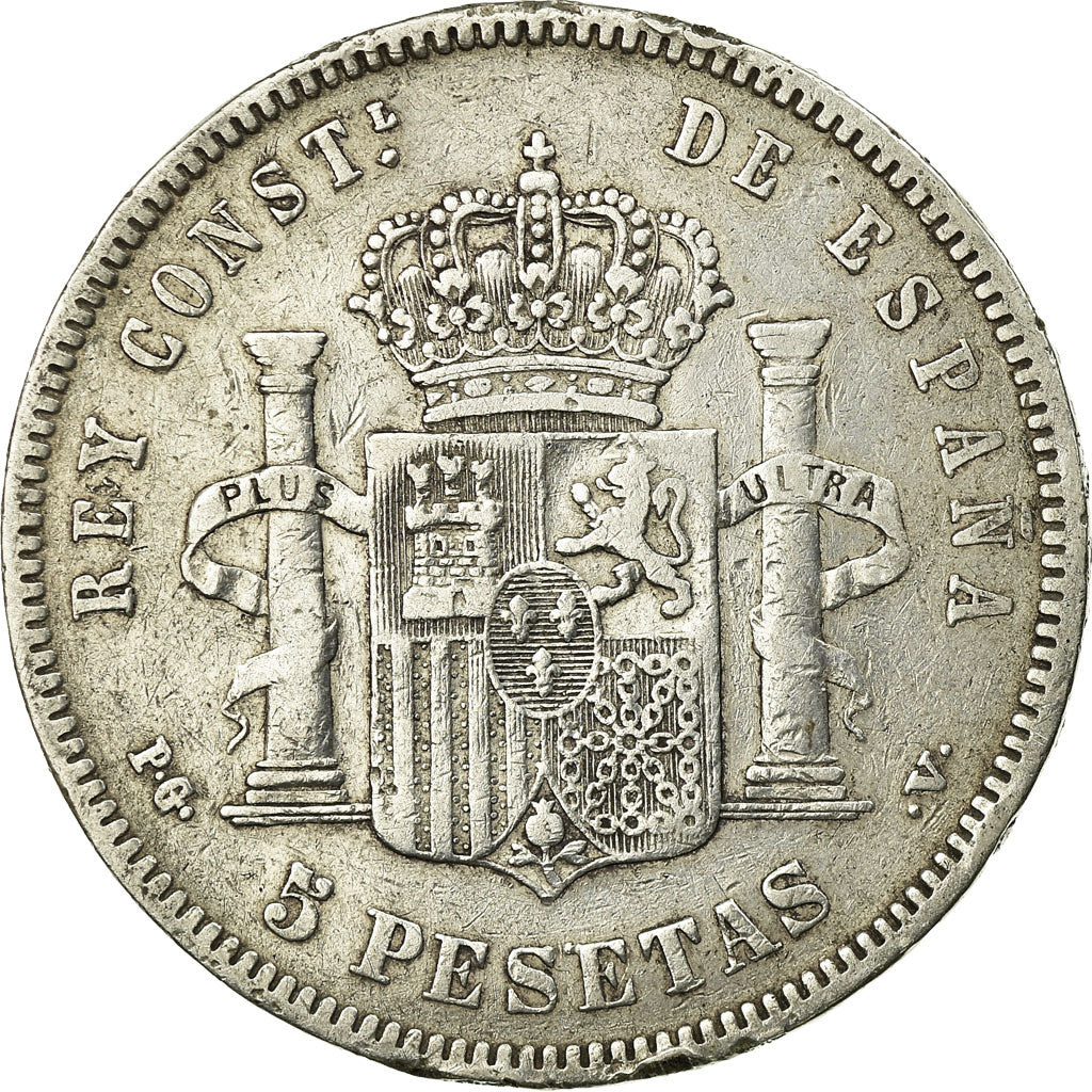 Moneta, Spagna, Alfonso XIII, 5 Pesetas, 1894, Valencia, MB, Argento, KM:700
