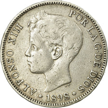 Monnaie, Espagne, Alfonso XIII, 5 Pesetas, 1898, Valencia, TB, Argent, KM:707