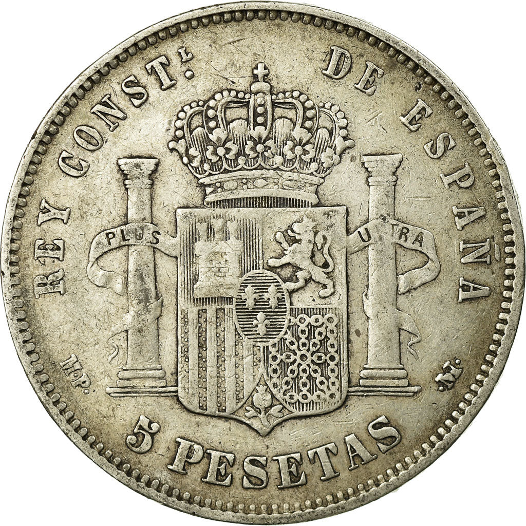 Monnaie, Espagne, Alfonso XIII, 5 Pesetas, 1890, Madrid, TB, Argent, KM:689