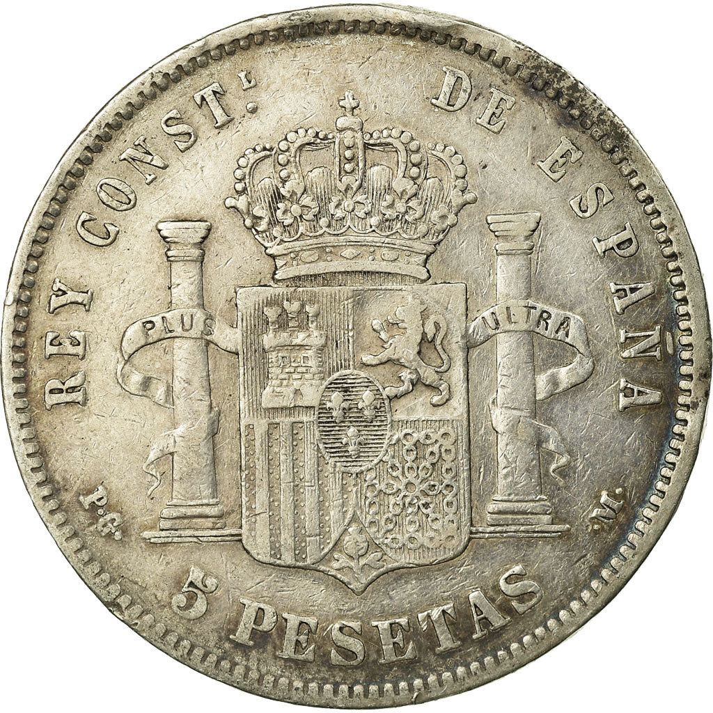Moneta, Spagna, Alfonso XIII, 5 Pesetas, 1891, Madrid, BB, Argento, KM:689