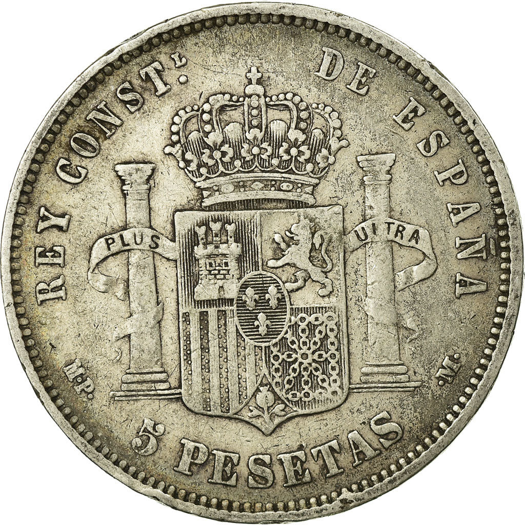 Monnaie, Espagne, Alfonso XIII, 5 Pesetas, 1888, Madrid, TB+, Argent, KM:689