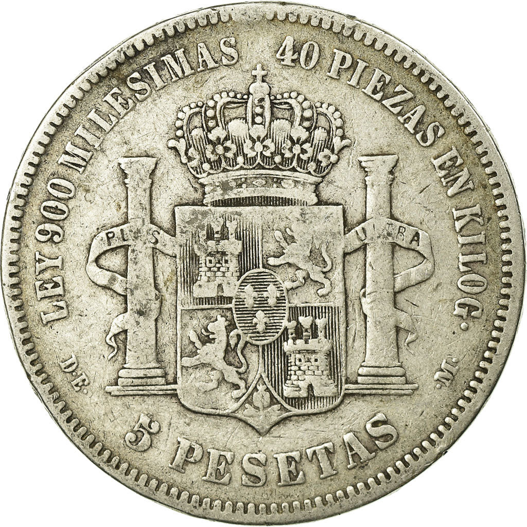 Coin, Spain, Alfonso XII, 5 Pesetas, 1875, VF(30-35), Silver, KM:671