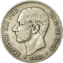 Moneta, Spagna, Alfonso XII, 5 Pesetas, 1883, Madrid, MB+, Argento, KM:688
