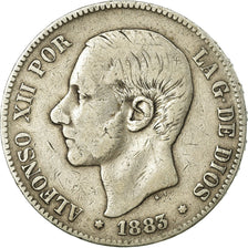 Moneta, Hiszpania, Alfonso XII, 5 Pesetas, 1883, Madrid, VF(30-35), Srebro