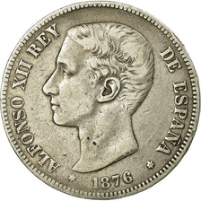 Coin, Spain, Alfonso XII, 5 Pesetas, 1876, Madrid, VF(30-35), Silver, KM:671