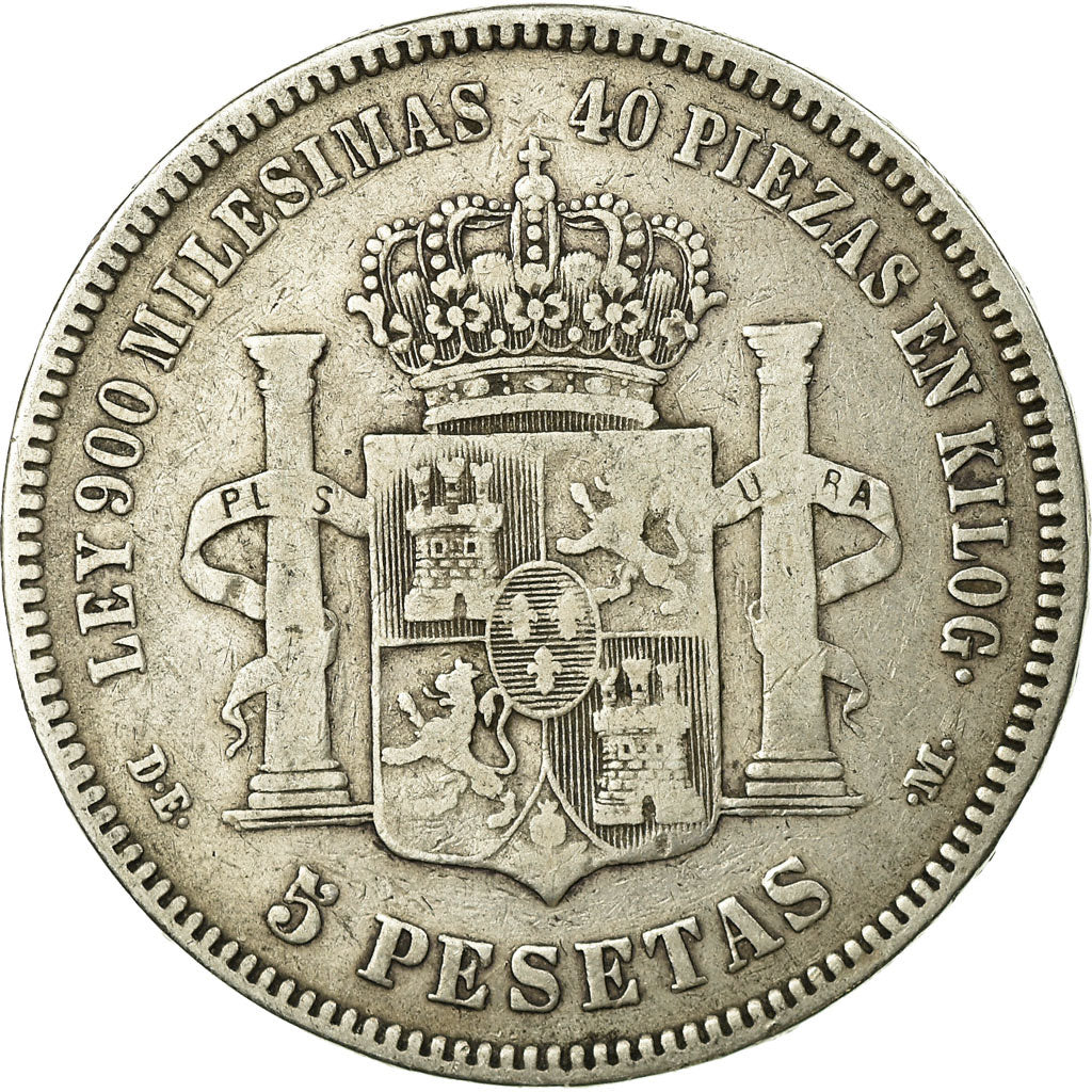 Coin, Spain, Alfonso XII, 5 Pesetas, 1876, Madrid, VF(30-35), Silver, KM:671