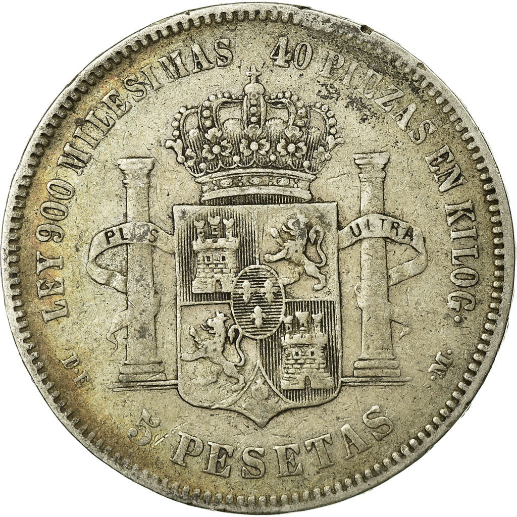 Coin, Spain, Alfonso XII, 5 Pesetas, 1876, Madrid, VF(30-35), Silver, KM:671