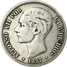Coin, Spain, Alfonso XII, 5 Pesetas, 1877, Madrid, VF(20-25), Silver, KM:676