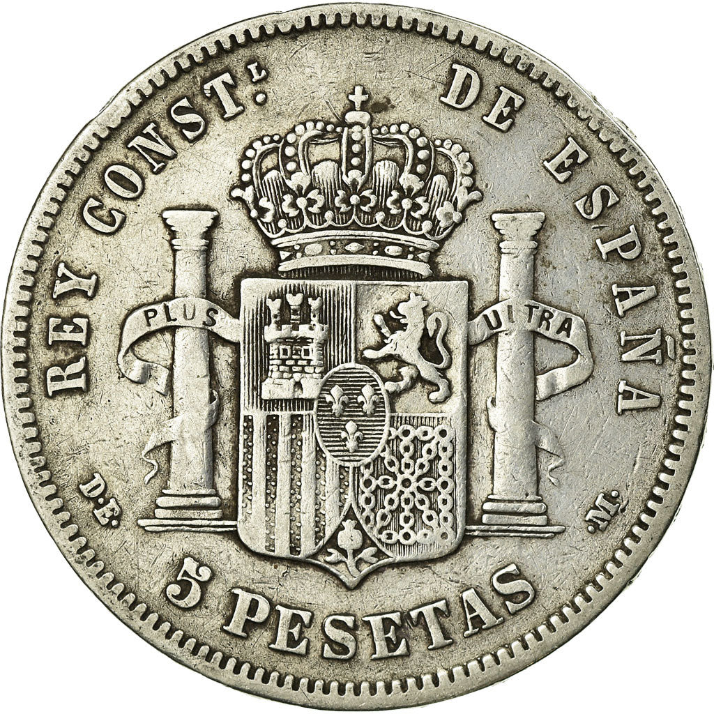 Coin, Spain, Alfonso XII, 5 Pesetas, 1877, Madrid, VF(20-25), Silver, KM:676
