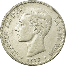 Coin, Spain, Alfonso XII, 5 Pesetas, 1877, Madrid, VF(20-25), Silver, KM:676