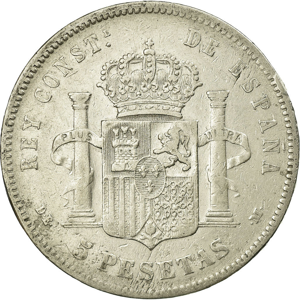 Coin, Spain, Alfonso XII, 5 Pesetas, 1877, Madrid, VF(20-25), Silver, KM:676