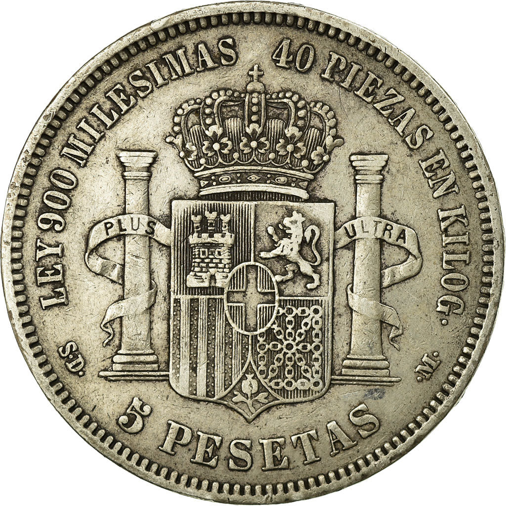 Münze, Spanien, Amadeao I, 5 Pesetas, 1871, Madrid, S+, Silber, KM:666