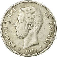 Coin, Spain, Amadeao I, 5 Pesetas, 1871, Madrid, VF(20-25), Silver, KM:666
