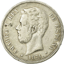 Münze, Spanien, Amadeao I, 5 Pesetas, 1871, Madrid, S, Silber, KM:666