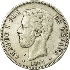 Coin, Spain, Amadeao I, 5 Pesetas, 1871, Madrid, VF(30-35), Silver, KM:666