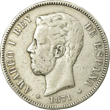 Coin, Spain, Amadeao I, 5 Pesetas, 1871, Madrid, VF(30-35), Silver, KM:666
