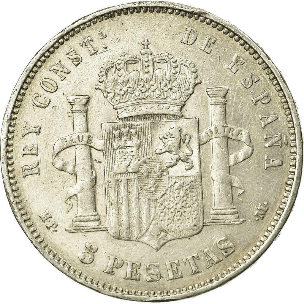 Monnaie, Espagne, Alfonso XIII, 5 Pesetas, 1888, Madrid, TB+, Argent, KM:689