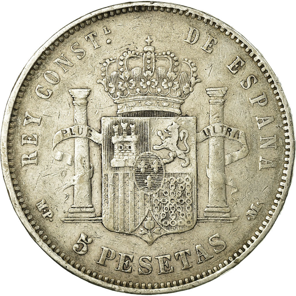 Moneta, Spagna, Alfonso XIII, 5 Pesetas, 1888, Madrid, MB+, Argento, KM:689