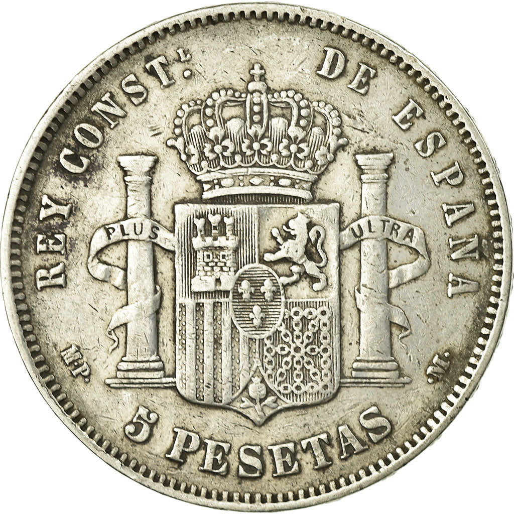 Monnaie, Espagne, Alfonso XIII, 5 Pesetas, 1888, Madrid, TB+, Argent, KM:689