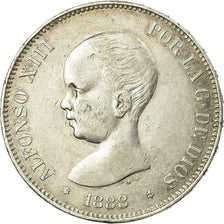 Monnaie, Espagne, Alfonso XIII, 5 Pesetas, 1888, Madrid, TB+, Argent, KM:689