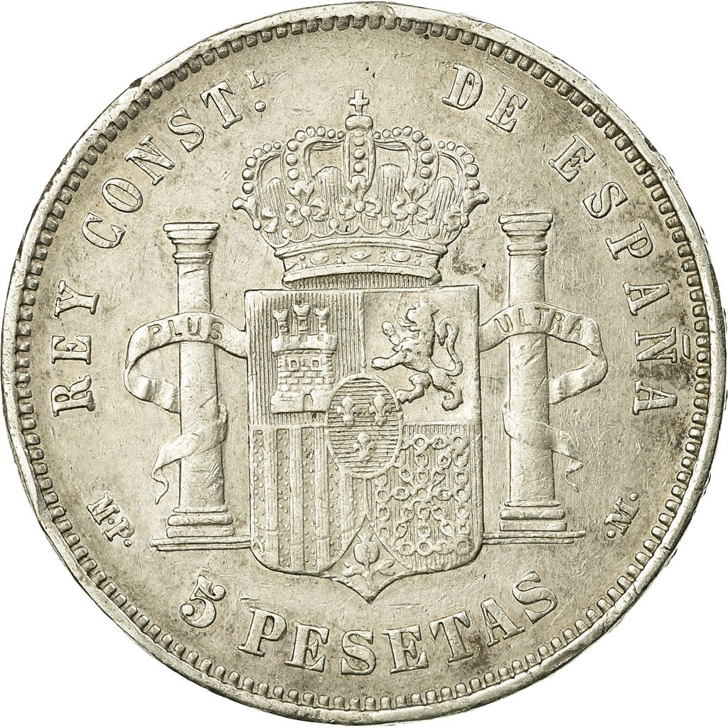 Monnaie, Espagne, Alfonso XIII, 5 Pesetas, 1888, Madrid, TB+, Argent, KM:689