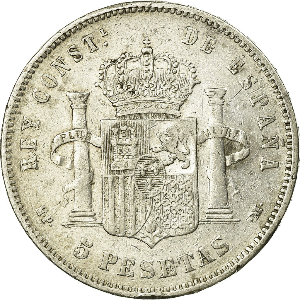 Coin, Spain, Alfonso XIII, 5 Pesetas, 1888, Madrid, VF(30-35), Silver, KM:689