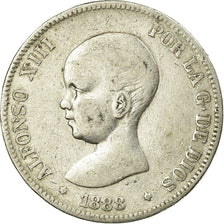 Coin, Spain, Alfonso XIII, 5 Pesetas, 1888, Madrid, VF(30-35), Silver, KM:689