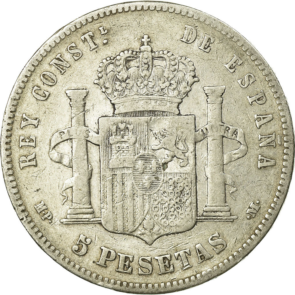 Coin, Spain, Alfonso XIII, 5 Pesetas, 1888, Madrid, VF(30-35), Silver, KM:689