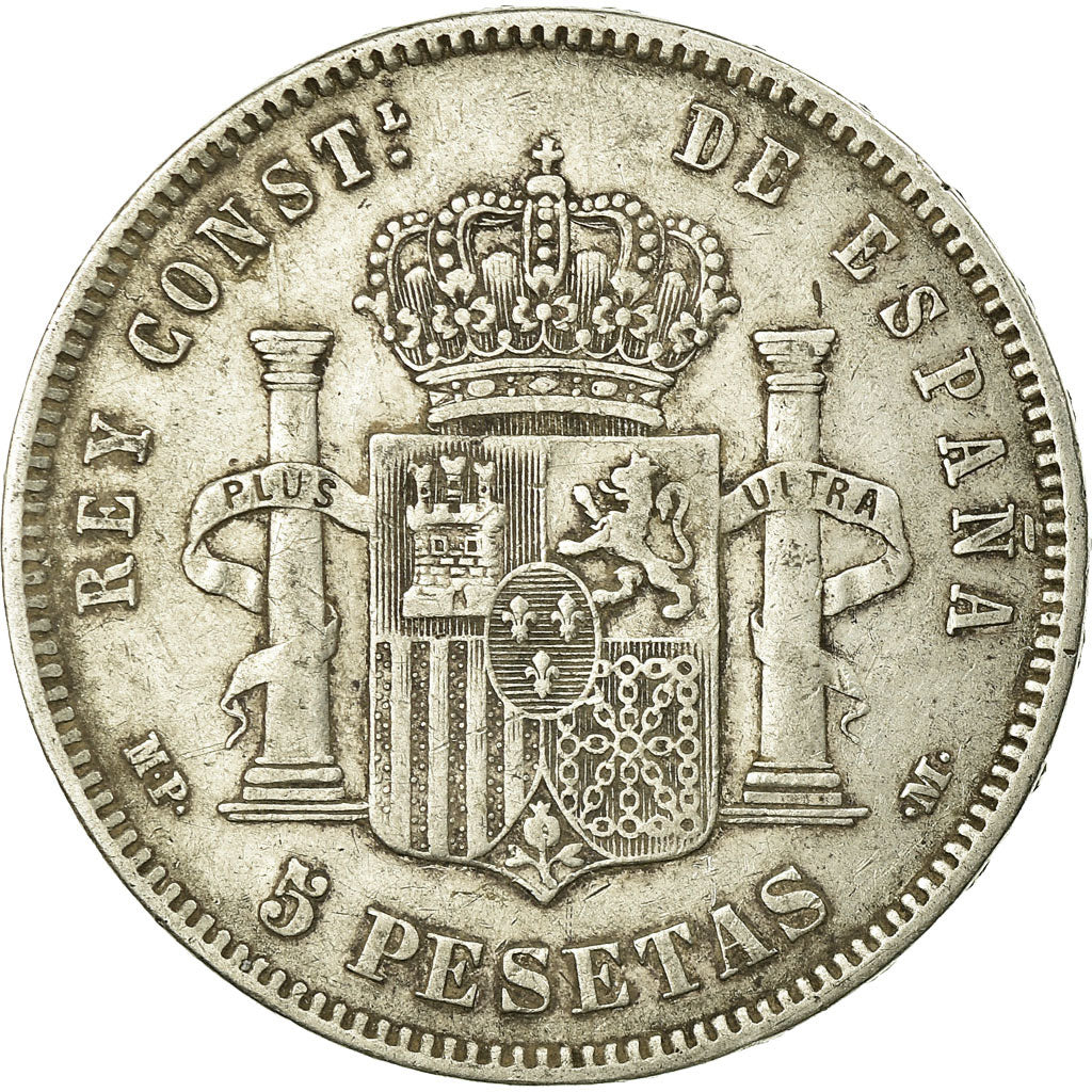 Monnaie, Espagne, Alfonso XIII, 5 Pesetas, 1889, Madrid, TB+, Argent, KM:689