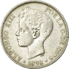 Monnaie, Espagne, Alfonso XIII, 5 Pesetas, 1898, Madrid, TB+, Argent, KM:707