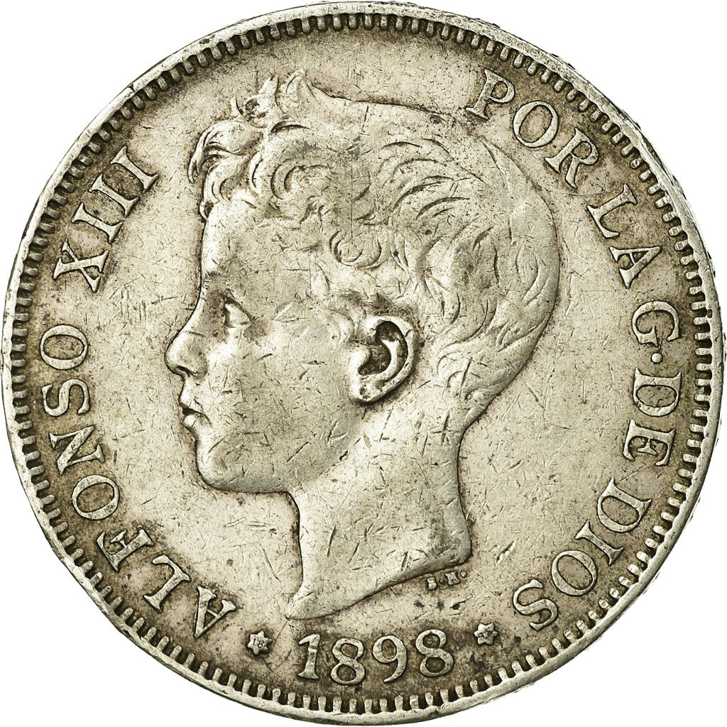 Moeda, Espanha, Alfonso XIII, 5 Pesetas, 1898, Madrid, VF(30-35), Prata, KM:707